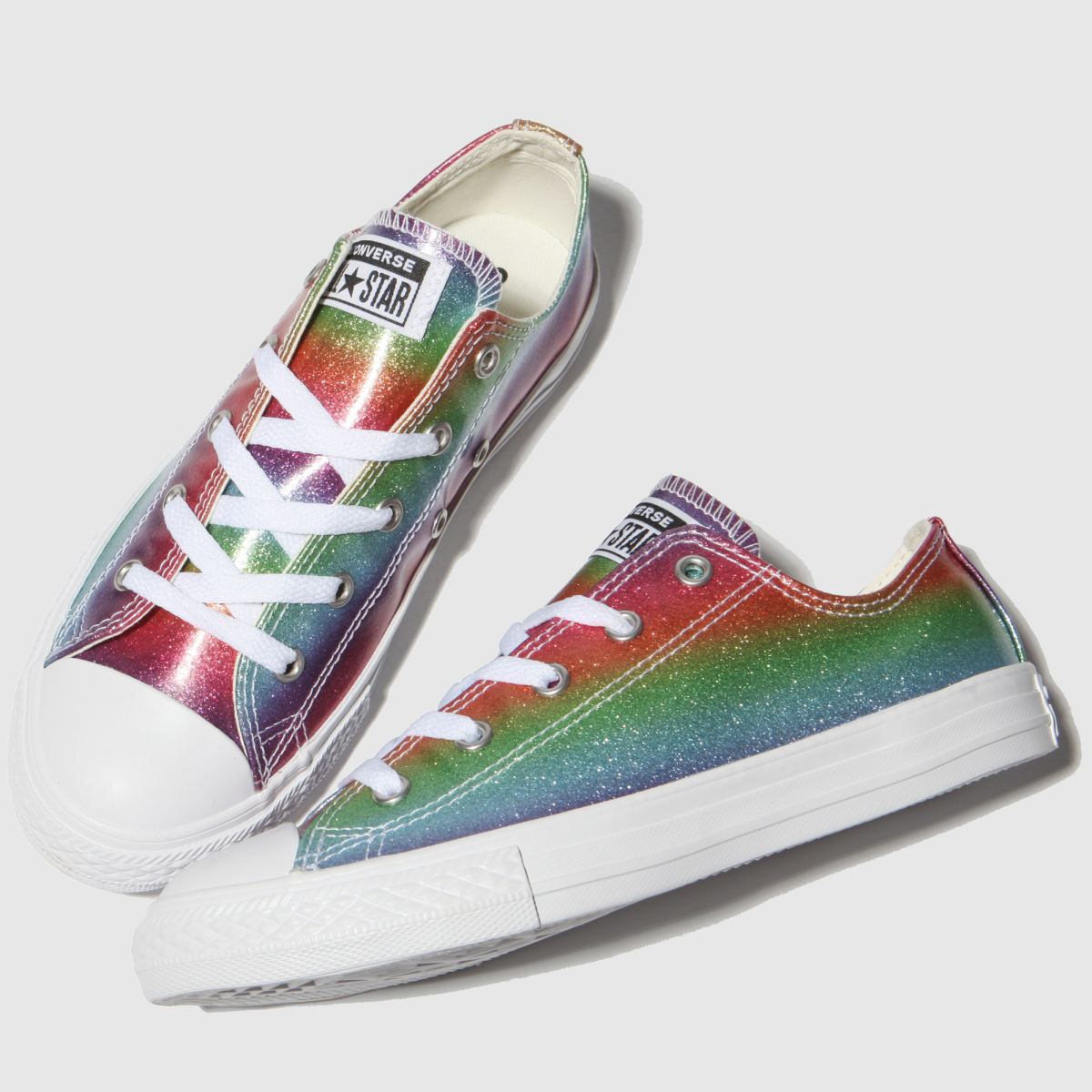 Girls multi converse all star lo glitter rainbow trainers schuh