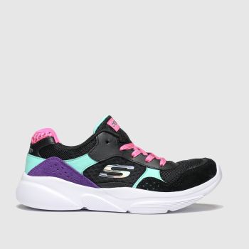 skechers black & pink meridian charted trainers youth skechers black & pink meridian charted trainers youth