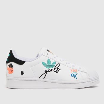 adidas white & black superstar pure Girls Youth Trainers adidas white & black superstar pure Girls Youth Trainers