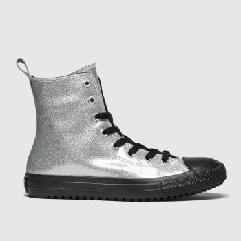 converse silver & black all star x hi trainers youth converse silver & black all star x hi trainers youth