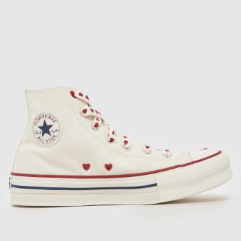 Converse White & Red Chucks in Love EVA Lift Hi Girls Youth