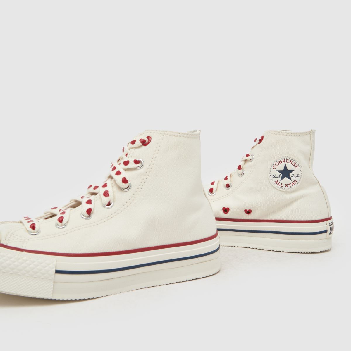 Converse Chucks in Love EVA Lift Hi Girls Youth in White & Red Converse Chucks in Love EVA Lift Hi 7