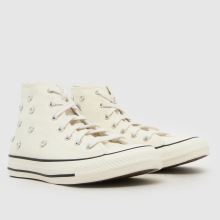 Converse All Star Hi Beaded Girls Youth in Stone Converse All Star Hi Beaded,2 of 4