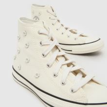 Converse All Star Hi Beaded Girls Youth in Stone Converse All Star Hi Beaded,3 of 4