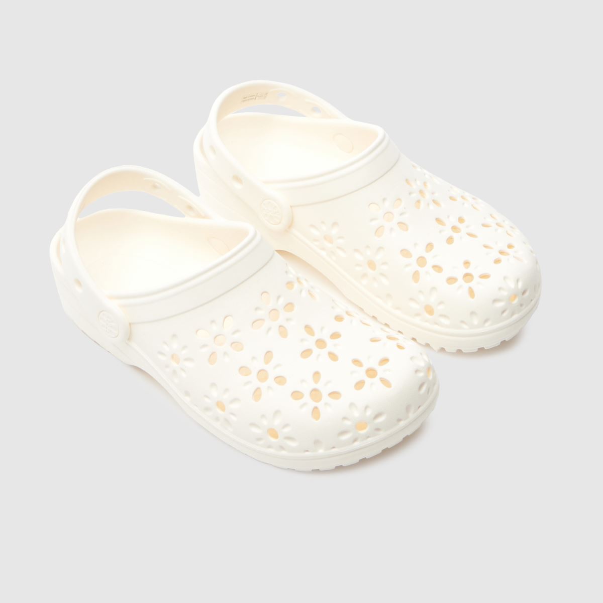 Crocs Classic Floral Cut Out Clog Girls Youth in Off-White Crocs Classic Floral Cut Out Clog 4