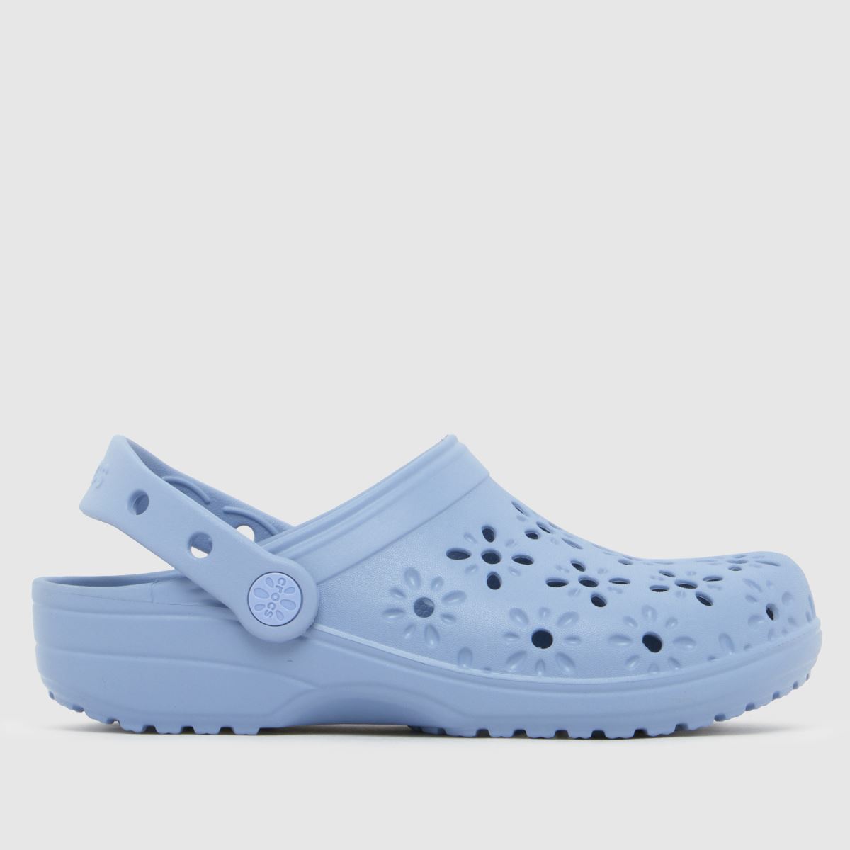 Crocs Blue Classic Floral Cut Out Clog Girls Youth Sandals