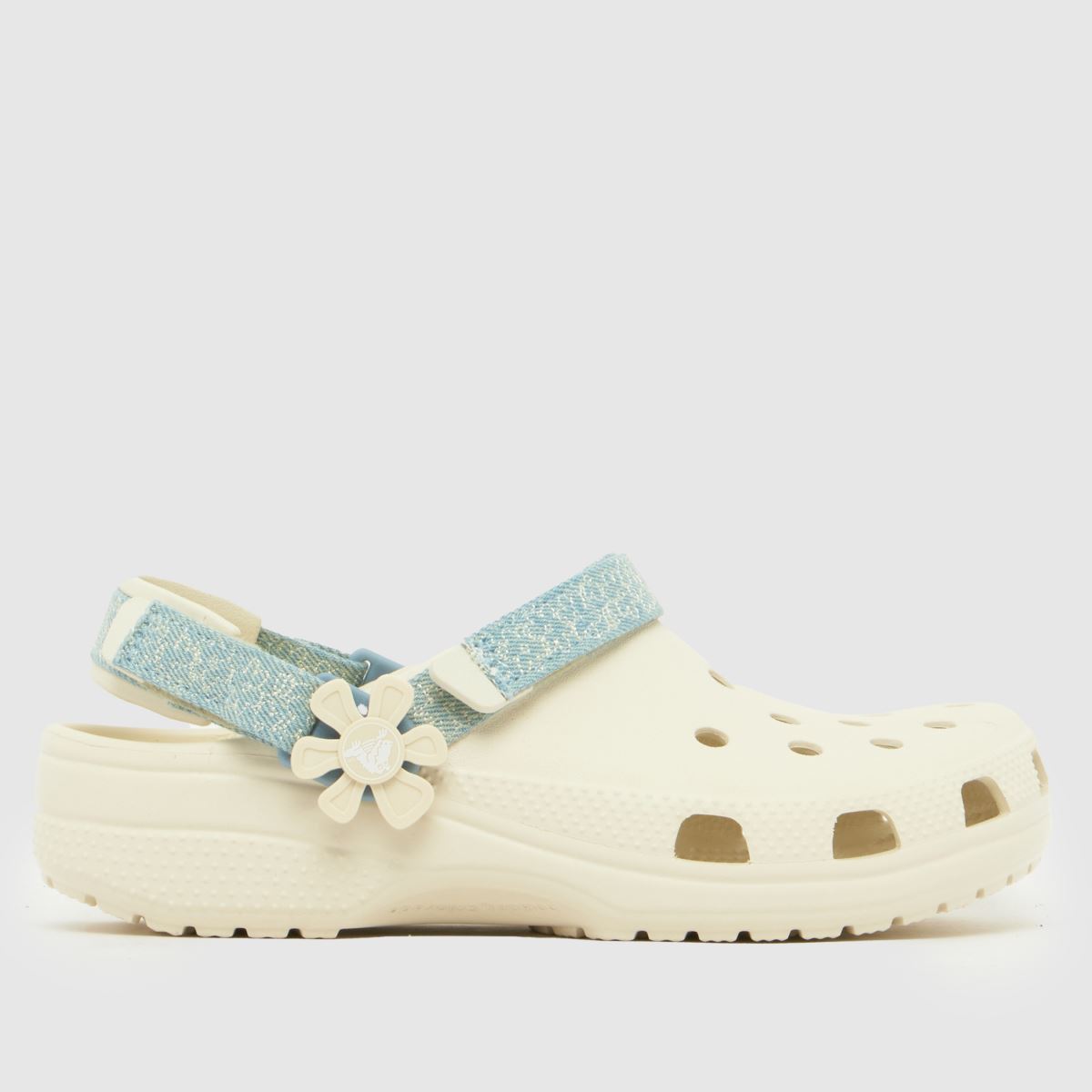 Crocs White & Blue Classic Flower Clog Girls Youth Sandals