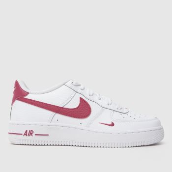 Nike White & Burgundy Air Force 1 Girls Youth