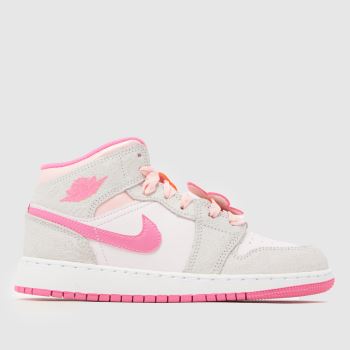 Nike Jordan Grey Multi Air 1 Mid Girls Youth