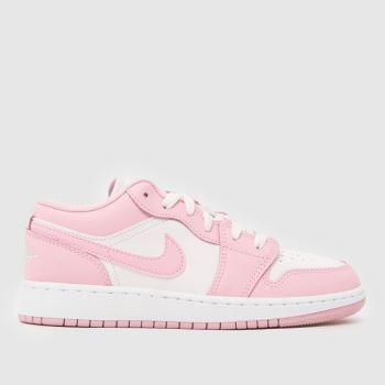 Nike Jordan White & Pink Air Jordan 1 Low Girls Youth