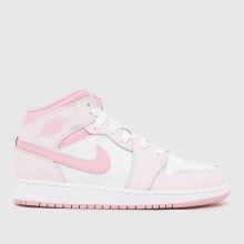Nike Jordan Air Jordan 1 Mid Girls Youth in White & Pink Nike Jordan Air Jordan 1 Mid,1 of 4