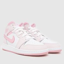 Nike Jordan Air Jordan 1 Mid Girls Youth in White & Pink Nike Jordan Air Jordan 1 Mid,2 of 4