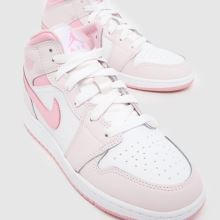 Nike Jordan Air Jordan 1 Mid Girls Youth in White & Pink Nike Jordan Air Jordan 1 Mid,3 of 4