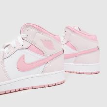 Nike Jordan Air Jordan 1 Mid Girls Youth in White & Pink Nike Jordan Air Jordan 1 Mid,4 of 4