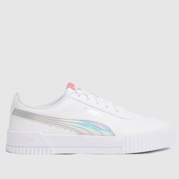 PUMA white & silver carina rainbow Girls Youth Trainers PUMA white & silver carina rainbow Girls Youth Trainers